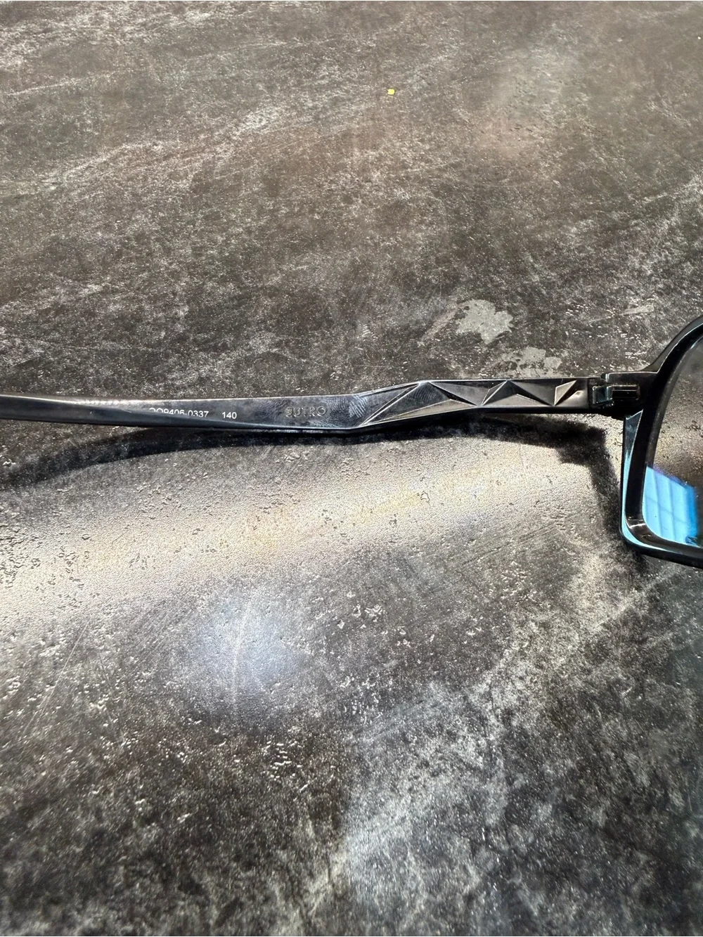 Oakley Matte Black Shield Sunglasses with Blue-Green Mirror Lenses